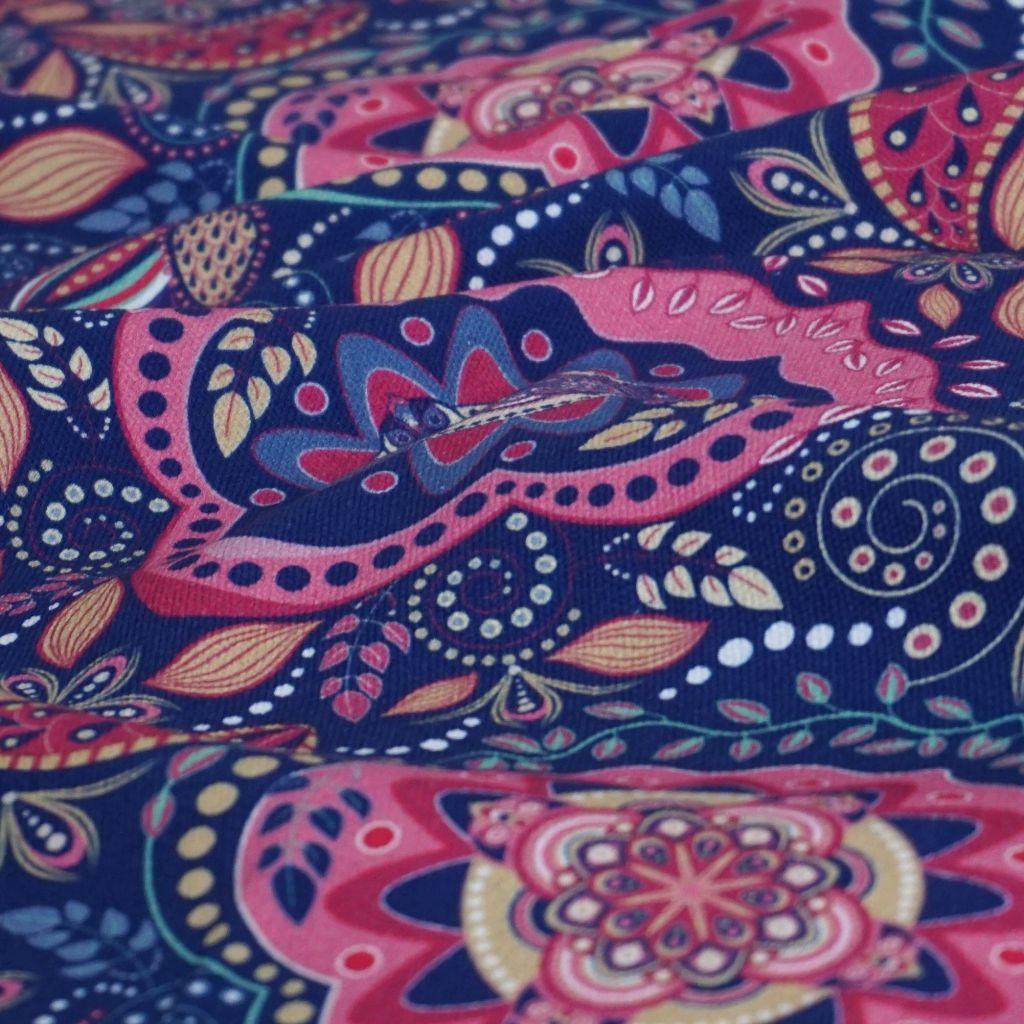 Dekostoff Canvas Mandala pink blau